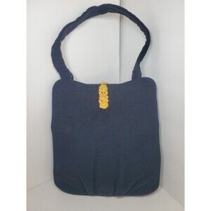 Vtg 1950s/60s Harry Rosenfeld Felt Bag Gold Floral Clasp Single Handle Formal